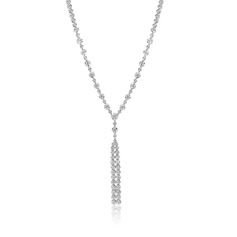 Modern 18K White Gold Diamond Necklace Set